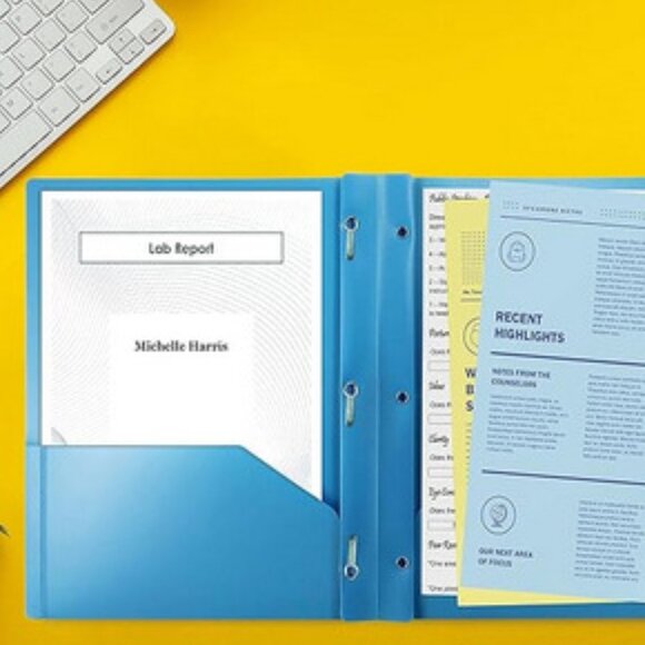 NWT~ 24 Pk. Better Office Products Light Blue Plastic 2 Pocket Folders w/ Prongs - Picture 8 of 9